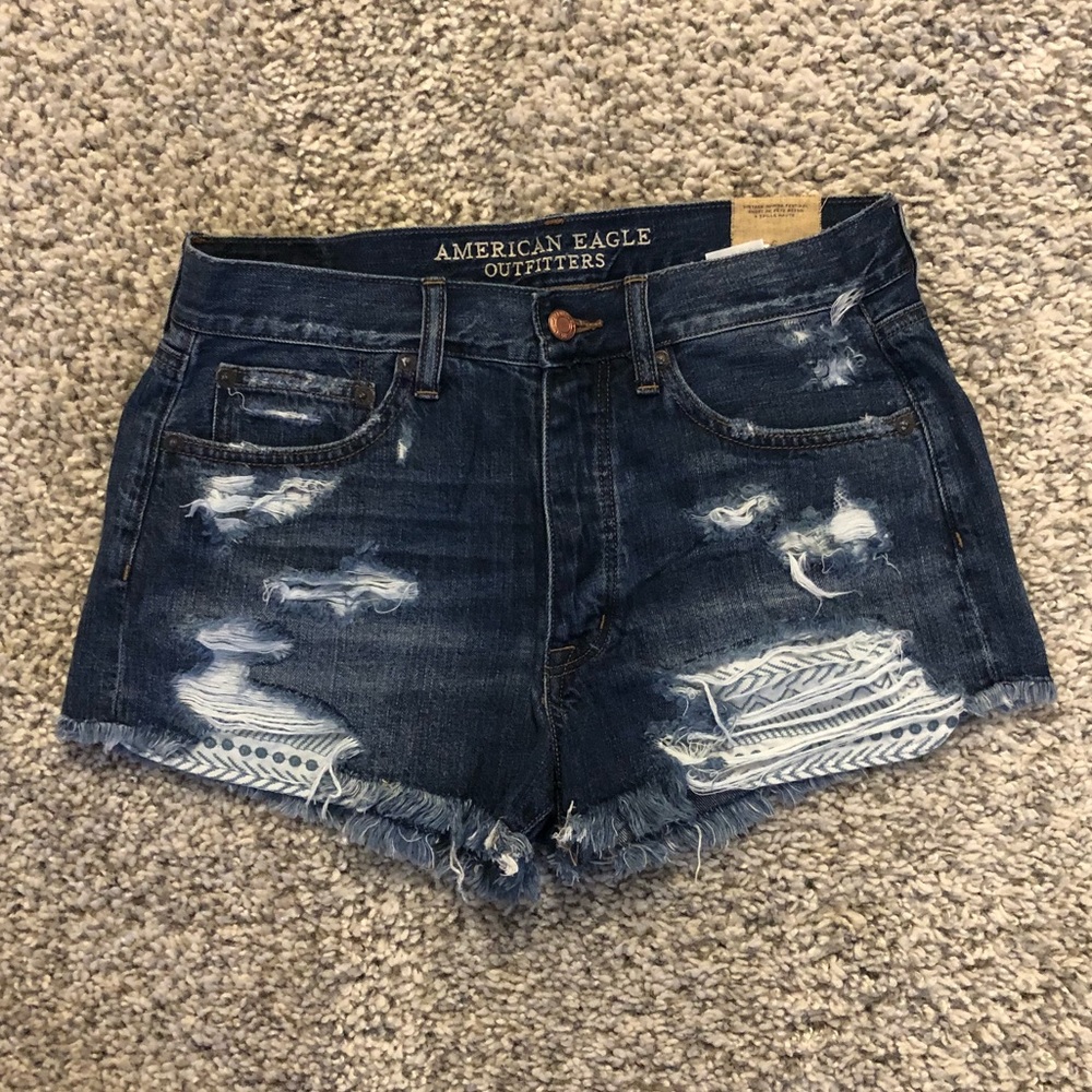 Distressed High-Waisted Shorts